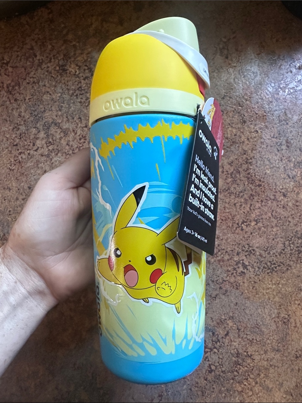 Kids Pikachu Yellow & Blue Water Bottle